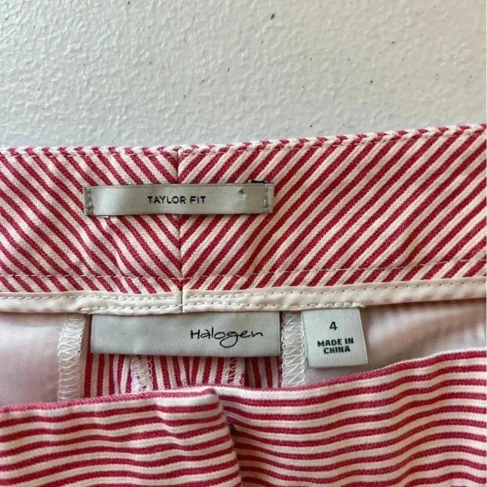 Halogen Taylor Fit Womens Cotton Stretch Bermuda Shorts‎ 4 red striped
